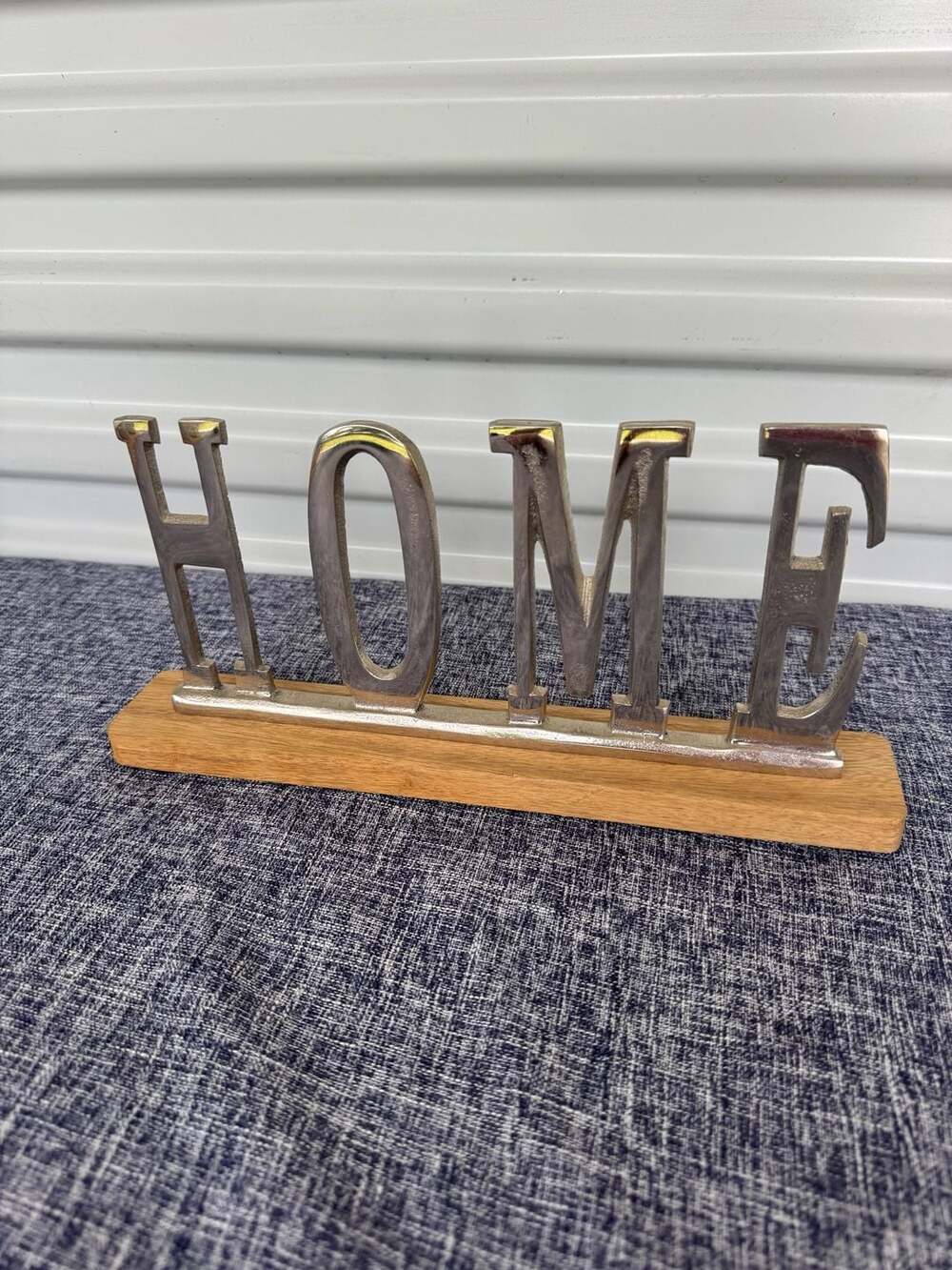 Home metal decor Sign With Wood Base